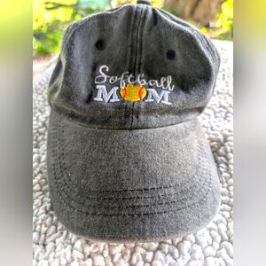 Softball Mom Baseball Slouch Cap Adjustable Black Embroidered Hat